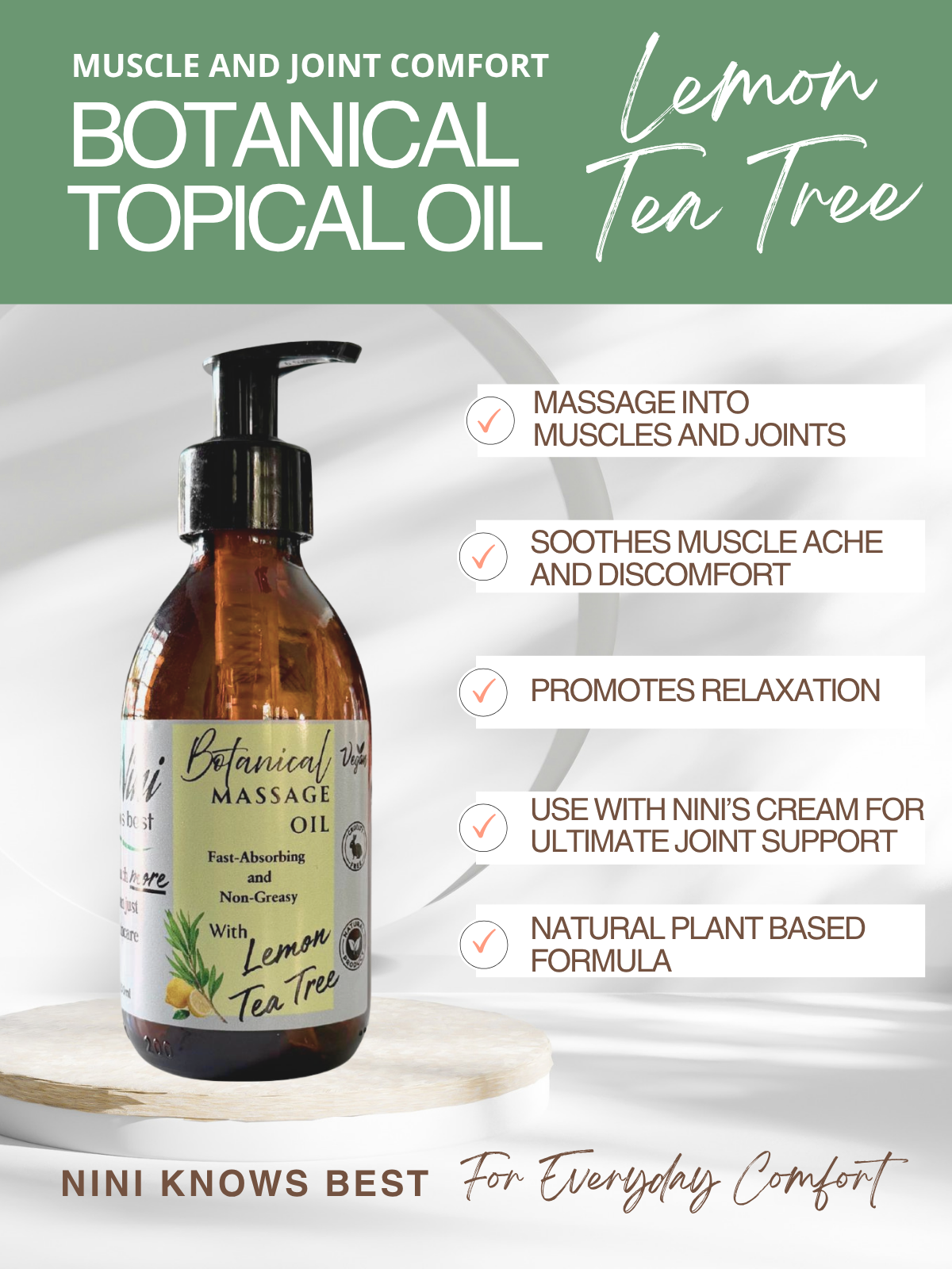 Botanical Topical Oil with Lemon Tea Tree for Muscle Comfort — product image 2 of 9