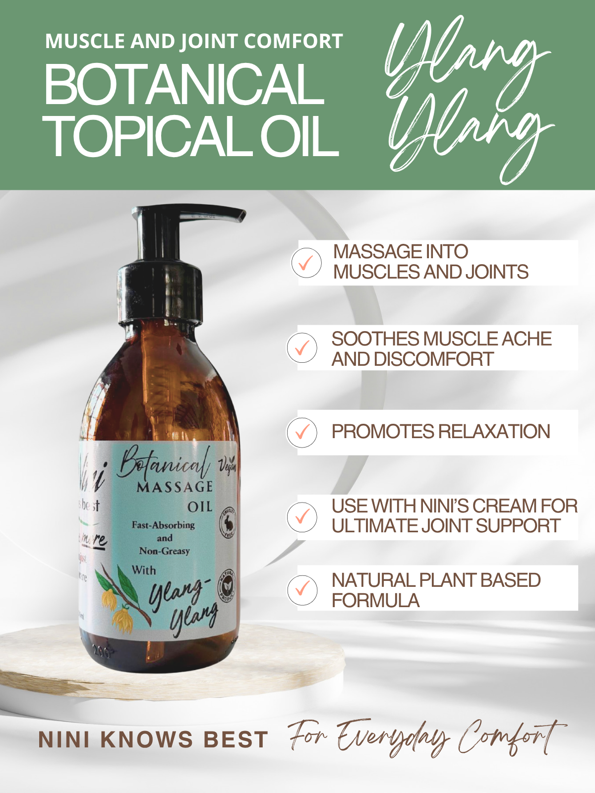 Botanical Topical Oil with Ylang Ylang for Muscle Comfort — product image 2 of 11