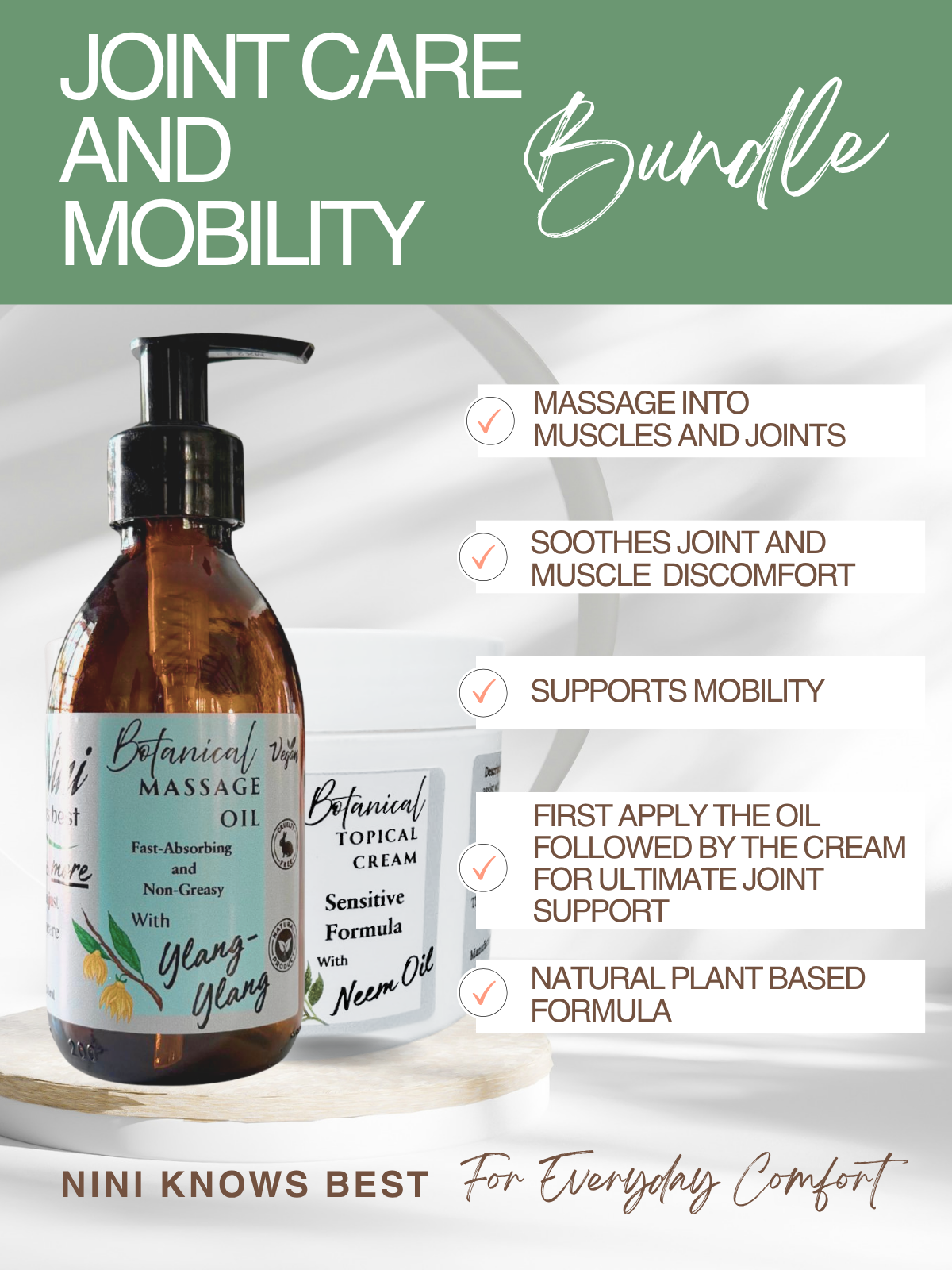 Joint Care Bundle - Botanical Topical Oil & Sensitive Neem Cream