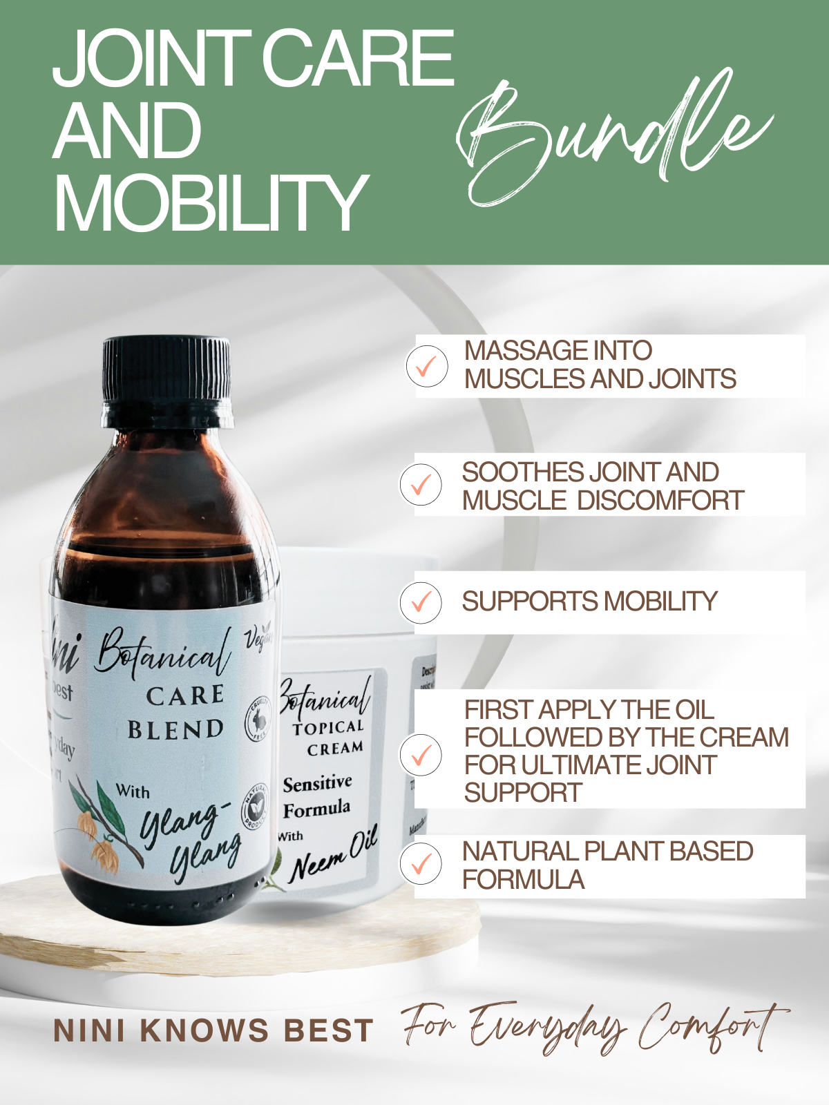 Joint Care Bundle - Botanical Topical Oil & Sensitive Neem Cream
