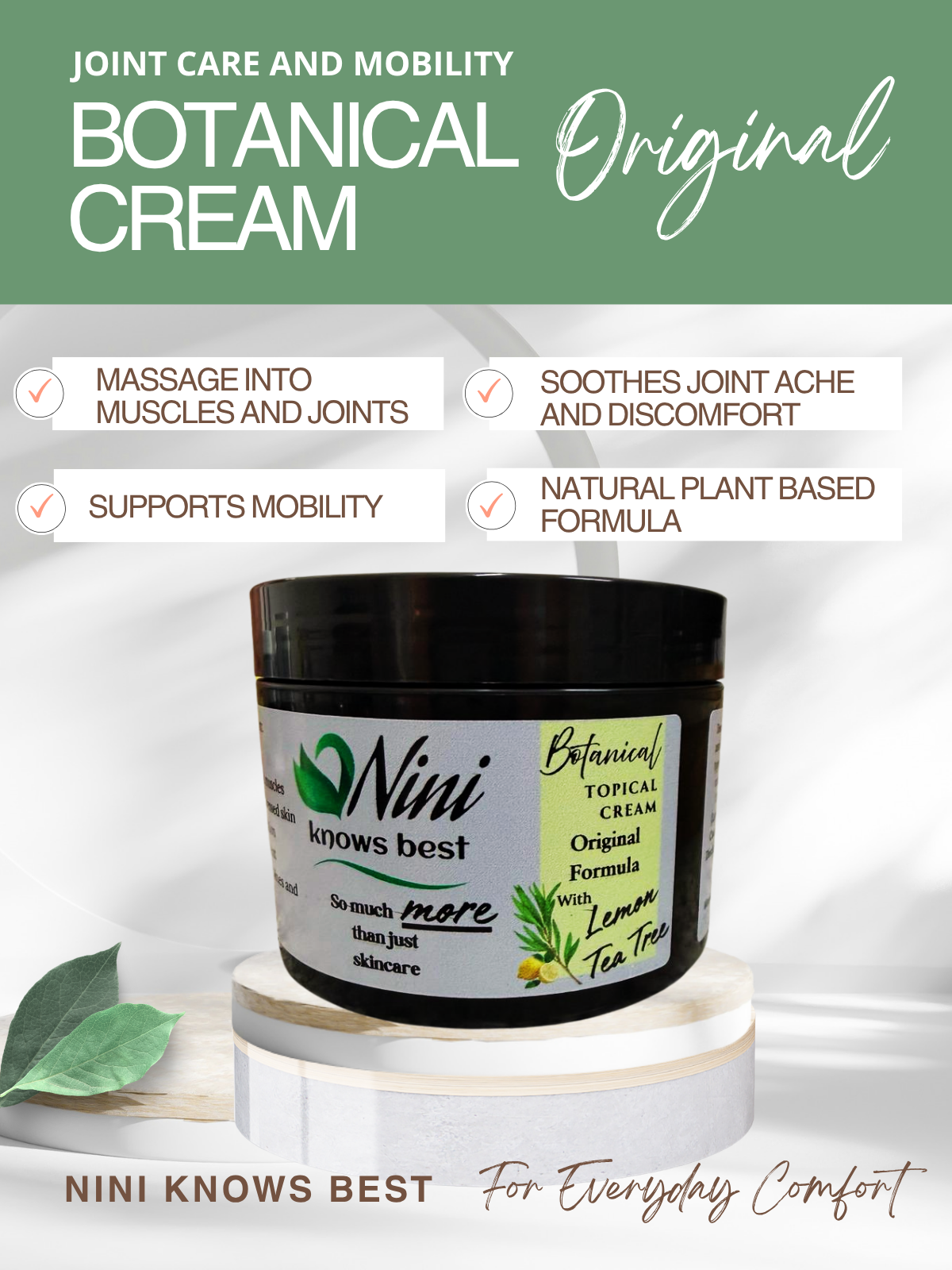 Original Cream with Lemon Tea Tree Oil for Joint and Muscle Support